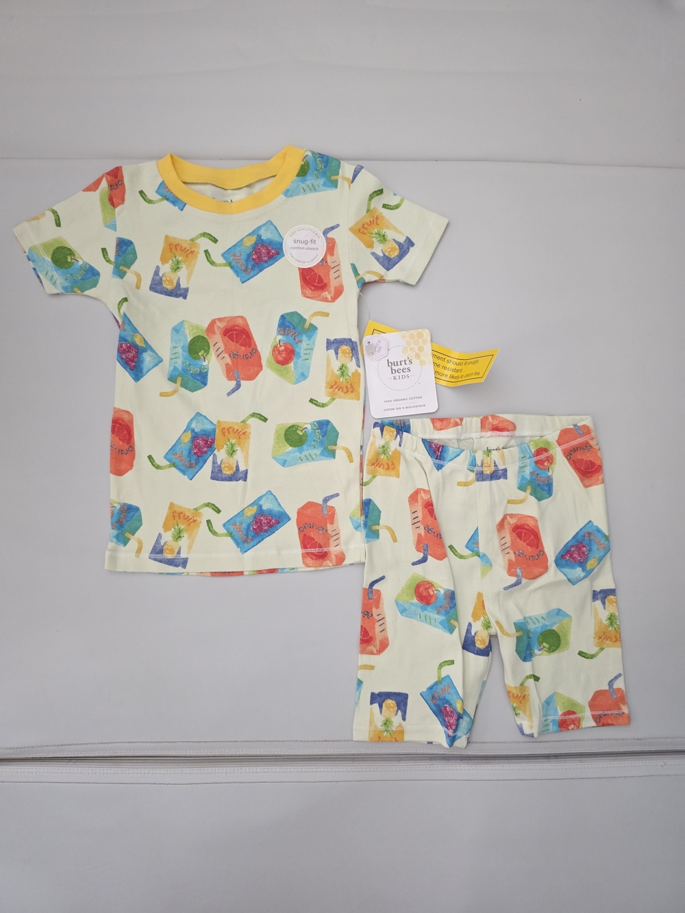 NWT Burt's Bees 2pc Short Sleeve Snug Fit Pajama Set - Juice Box - Green - 5T